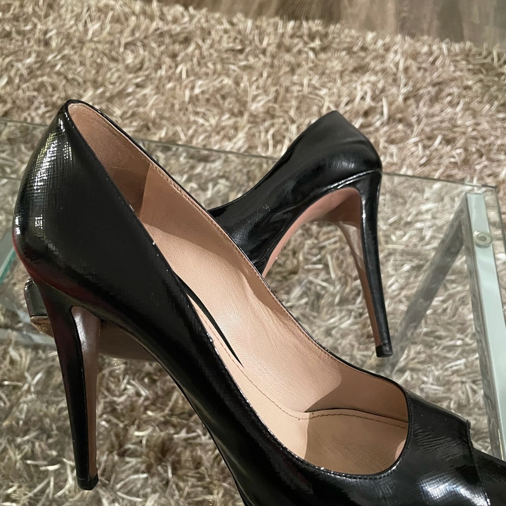 Prada Sz 39 Black Patent Leather Peep Toe Heels Hot Hot Hot sexy high heels - Picture 8 of 11